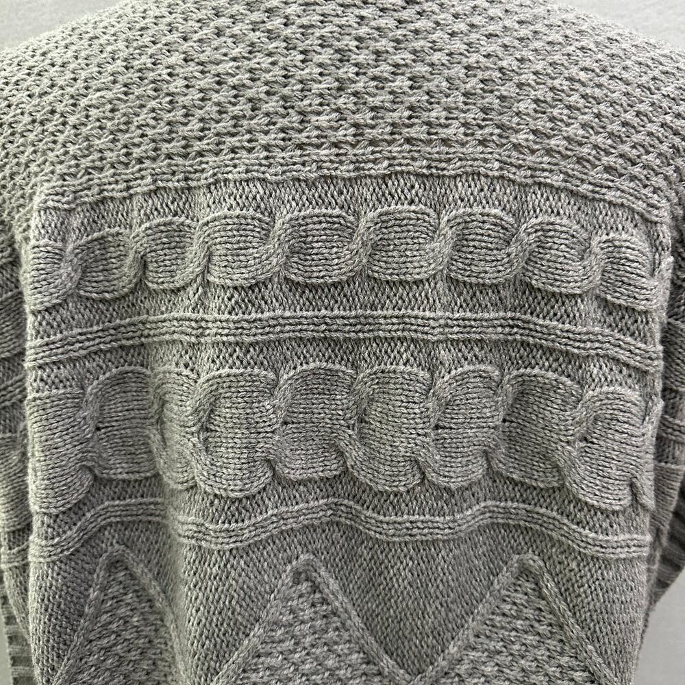Chico's Gray Cable Knit Poncho Sweater OS Acrylic Mock Neck Textured Pullover - Picture 8 of 14